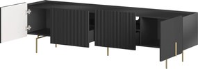 Szafka RTV Malmi 200 cm - czarny mat / złote nóżki