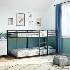 Czarne łóżko piętrowe metalowe 80 x 200 cm W8-G78