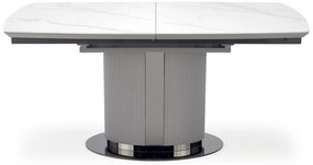 DANCAN stół rozkładany 160-200/90/76, ceramika biały marmur,odcienie szarości, czarny, jedna noga