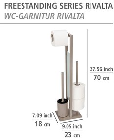 Jasnobrązowy stojak na papier toaletowy ze szczotką do WC Wenko Rivalta
