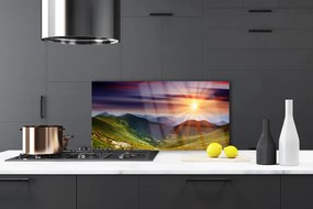 Szkło Ozdobne do Kuchni Ognisty Zachód Słońca w Górach