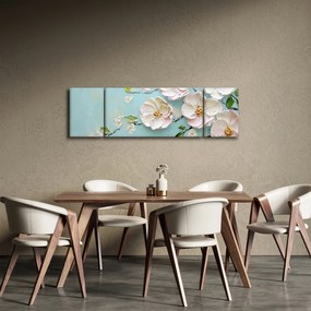 Obraz - Kwiatki na niebieskim tle (170x50 cm)