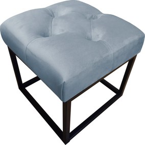 Pufa CHESTERFIELD tkanina Welur loft ławka podnóżek metal : Kolor Stelaża - Czarny , Kolor tkaniny - VELVET - BL06, Typ tkaniny - Velvet