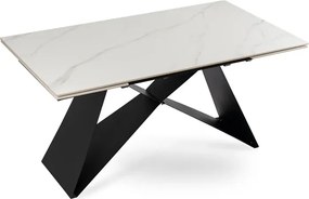Stół Rozkładany Prostokątny VICTOR 160-240 cm Ceramiczny Biały Marmur/Czarny do Jadalni Loft