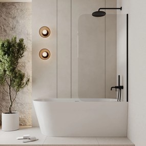 Parawan nawannowy prostokątny MOLIS Round Clear szkło transparentne | Różne rozmiary : Kolor profili kabiny - złoty szczotkowany, Rozmiar - 80x150 cm