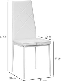 HOMCOM Krzesło Jadalniane Zestaw 4 Tapicerowane Kuchenne Białe Wygodne | Aosom PL