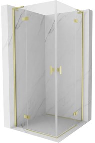 Mexen Mist-H L Duo kabina prysznicowa uchylna 95 x 95 cm, transparent, złota szczotkowana - 8A5L-095L-095P-55-00
