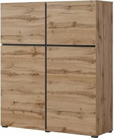 Komoda wysoka CROSS 4D 119cm dąb wotan/czarna