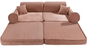 Aesthetic sztruksowa sofa dziecięca, pudrowy róż - meowbaby®