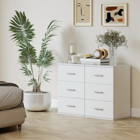 HOMCOM Stolik nocny z 3 szufladami, komoda boczna do sypialni, MDF, biały | Aosom PL