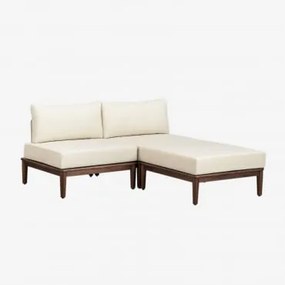 Modułowa Sofa Ogrodowa 2-częściowa Z Pufą Z Akacji Giulia Ciemny Akacjowy Brąz - Sklum