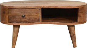 Artisan Furniture Dębowa mini stolik kawowy z falowanym wzorem i 1 szufladą, salon