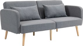 HOMCOM Rozkładana sofa 3-osobowa z regulowanym oparciem podwójne łóżko dla gości do 240 kg szara | Aosom PL