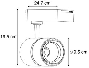 Nowoczesny czarny reflektor szynowy do szyny 3-fazowej w komplecie z LED - 3-fazowy Ruler Nowoczesny Oswietlenie wewnetrzne