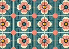 Obraz na szkle - Retro wzór z kwiatami (70x50 cm)