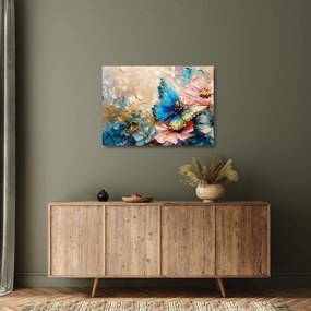 Obraz na szkle - Malowanie kwiatów i motyli (70x50 cm)