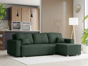 Ciemnozielony narożnik SMART COSARO, dwustronny + 2 poduszki GRATIS
