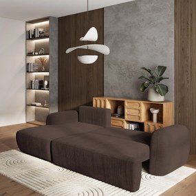 Masseno Narożnik MODENZA z funkcją spania i pojemnikiem na pościel Narozniki L, Rozkładana sofa - Brązowy, POSO 06
