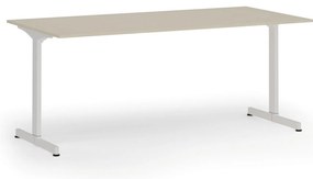 Biurko PRIMO BETA, 180x90 cm, biała podstawa, brzoza