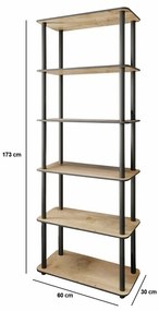 Regał Rect Oak, 6 półek
