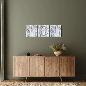 Obraz - Gałązki wierzby na niebieskim tle (z zegarem) (90x30 cm)
