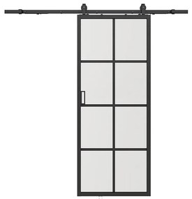 Drzwi przesuwne naścienne - aluminium i matowe szkło hartowane - wys. 205 x szer. 63 cm - WILDEN II