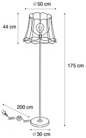 Retro lampa podłogowa mosiądz z kloszem Granny Frame czarny 45 cm - Kaso Retro Oswietlenie wewnetrzne
