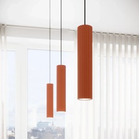Lampa wisząca KARBON 3L ochra czerwona ryflowana SOLLUX  LIGHTING