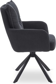 Krzesło Tapicerowane Obrotowe do Salonu CITY Czarne Sztruksowe Nowoczesne