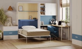 Regał z biurkiem narożnym do pokoju młodzieżowego kaszmir + niebieski S0-K93
