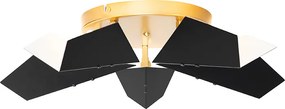 Designerska lampa sufitowa czarna ze złotem 5-świateł - Sinem
