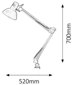 Rabalux 4216 lampa z klipsem na biurko Arno, srebrny