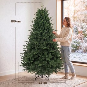 HOMCOM Sztuczna choinka jak prawdziwa z końcówkami formowanymi wtryskowo, 1237 końcówek i metalowy stojak 180 cm zielona | Aosom PL