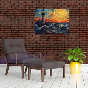 Obraz - Latarnia morska w falach (70x50 cm)