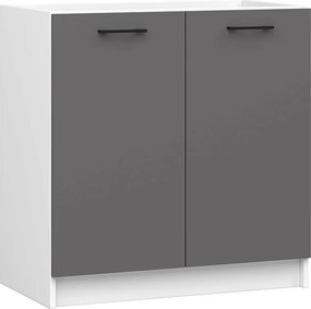 Szafka kuchenna pod zlewozmywak AKORD S80 system OLIWIA Biała 80 cm 2 drzwi kolor Grafit Szary mat 1 półka 80x46x82 cm
