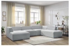 Jasnoszary sztruksowy narożnik modułowy (prawostronny/w kształcie litery U) Megeve – Bobochic Paris