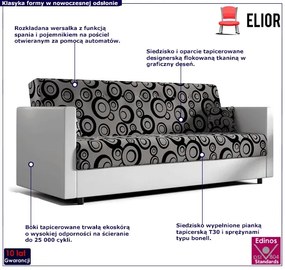 Biało-popielata wersalka w kółka - Elivos