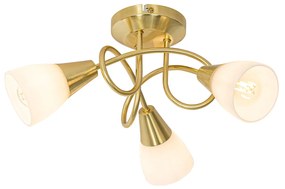 Klasyczna lampa sufitowa złota z opalowym szkłem 3-światłowa - Inez klasyczny/Antyczny Oswietlenie wewnetrzne