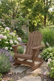 Drewniane bujane krzesło ogrodowe  brązoweF0-D30