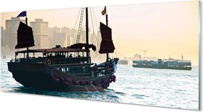 Szkło do Kuchni na Ścianę Statek u Wybrzeży Miasta