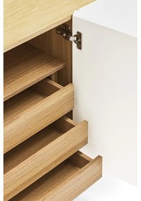 Biało-naturalna niska komoda w dekorze dębu 165x78 cm Arista – Teulat