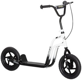 AIYAPLAY Hulajnoga dziecięca z regulowaną kierownicą, dużymi kołami, stojakiem parkingowym, hamulcem ręcznym dla dzieci w wieku 5-12 lat, Biała