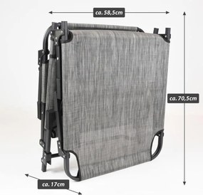 Składany leżak, szary, wymiary: 189,5 x 58,5 x 33,5 cm