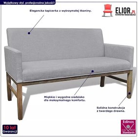 Jasnoszara elegancka ławka tapicerowana - Hikko