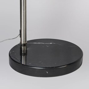 Stalowa lampa łukowa z białym kloszem materiałowym 45 cm - XXL