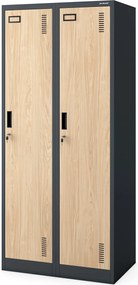 Szafka pracownicza czterokomorowa antracytowa / dąb sonoma: Eco Design KACPER, 800 x 1800 x 500 mm