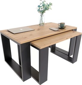 Podwójny Stolik Czarny Kawowy Dąb Artisan + E2-T53