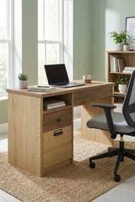 Industrialne biurko z szafką dąb cremona + dąb lefkas R8-D71