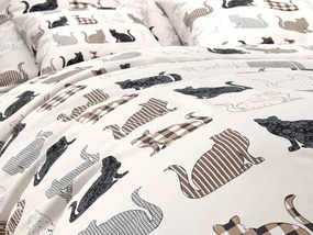 PrzytulneMieszkanie.pl PrzytulneMieszkanie.pl Pościel z bawełny Renforcé PATTERNED CATS beżowe Rozmiar pościeli: 2 szt 70 x 90 cm | 200 x 220 cm