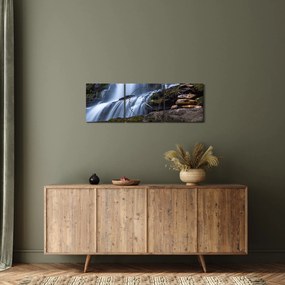 Obraz wodospadu (z zegarem) (90x30 cm)